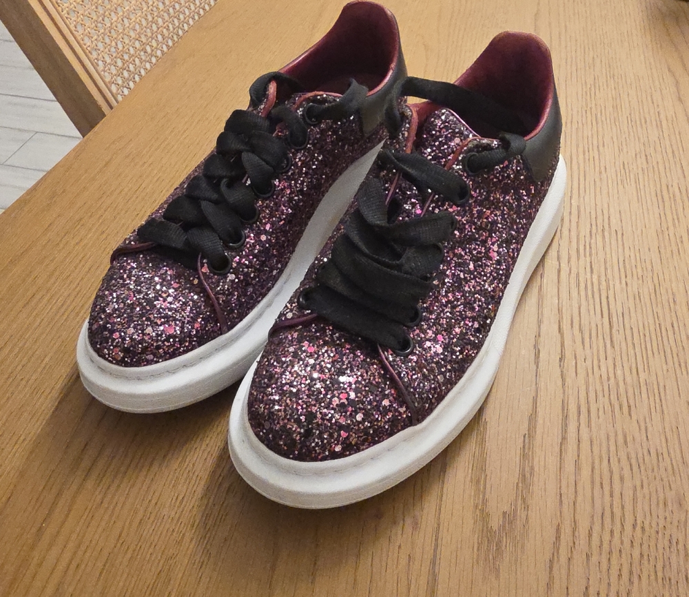 Alexander McQueen Purple Glitter Sneakers